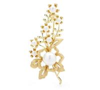 Raffinata spilla a forma di fiore per donne e uomini, spilla con perle poco lucide, per feste, matrimoni e uso quotidiano, ottimo regalo per fidanzate, mogli e figlie, As the picture shows, Metallo
