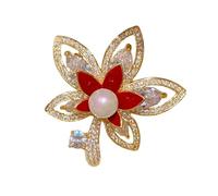 Raffinata spilla da donna a forma di foglia d'acero con strass color oro, splendida spilla a forma di fiore di cristallo per abiti e abiti, ottima idea regalo per festival