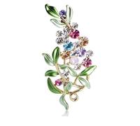 Raffinata spilla smaltata a forma di fiore da donna, spille decorative per hijab e accessori per indumenti, 3 x 5,5 cm, lega e vetro