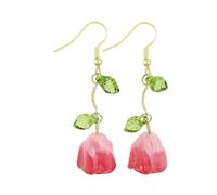 Raffinati orecchini a forma di foglia a tulipani, orecchini a goccia, eleganti orecchini a goccia per un individuo elegante