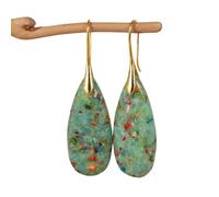 Raffinati orecchini a forma di lacrima in lega di rame, con accenti di pietre preziose, 5 cm, per cornici del viso, gioielli quotidiani o occasioni speciali, delicati, Taglia unica, come descritto