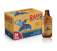 Raffo Lavorazione Grezza Cassa Birra con 24 Bottiglie da 33 cl, 7.92 L, Birra Lager Non Filtrata A Bassa Fermentazione dal Gusto Piacevolmente Fresco e dal Colore Dorato, Gradazione 4.8% Vol