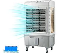 Raffreddatore d'Aria Evaporativo Commerciale F, Umidificatore Industriale 3 in 1 A 3 velocità, 60l Large Water TK, Raffreddatore di Palude Oscillante Mobile A 120°, 6 Ghiacciai, 50x37x85cm