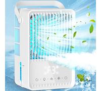 Raffreddatore d'aria evaporativo con timer, ventilatore portatile USB 3 velocità, 7 colori, 4 in 1, ventilatore di raffreddamento personale da scrivania per la casa,
