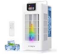 Raffreddatore d'aria personale 3 in 1, ventola e umidificatore con serbatoio da 2000 ml, oscillazione 120°, luci RGB a 7 colori, timer a 4 velocità per camera da letto e ufficio