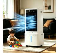 Raffreddatore d'aria portatile con telecomando, serbatoio 12L, 3-in-1 ventilatore di raffreddamento evaporativo, 120 ° di oscillazione, timer 12H, efficiente dal salo energetico per la camera da letto
