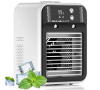 Raffreddatore D'aria Usb, Mini Ac Portatile con Serbatoio del Ghiaccio da 500 Ml, Ventola a 2 Velocità e Timer, Raffreddatore Personale Silenzioso for Casa, Scrivania, Camper e All'aperto