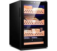 Raffreddatore Elettrico per Umidificatore per Sigari con Ripiano Rimovibile in Legno di Cedro, Armadietto Elettronico Intelligente per Sigari da 70 Litri con Regolazione Dell'umidità, Black
