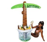 Raffreddatore gonfiabile per feste, secchiello per ghiaccio di grande capacità, design albero di cocco, refrigeratore portatile per bevande, tema spiaggia tropicale, piscina, cortile, decorazione da