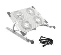 Raffreddatore per laptop con supporto pieghevole da trasporto, modello in alluminio, ventola a 4 porte, raffreddato ad aria