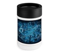 Raffreddatore per lattine da 350 ml, blu con note musicali stampate isolate, in acciaio inox, portatile, per bevande gassate, coke, succhi di frutta, ecc
