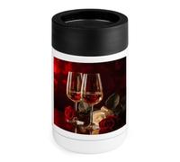 Raffreddatore per lattine da 350 ml, due bicchieri di vino bianco stampati isolati in acciaio inox portatile per bevande gassate, coke, succhi di frutta, ecc