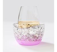 Raffreddatore per vino per bicchieri senza gambo, mantiene i tuoi bicchieri di vino freddi, 10 modalità di luce colorata, accessori separabili per il vino(Rosa)
