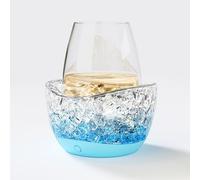 Raffreddatore per vino per bicchieri senza gambo, mantiene i tuoi bicchieri di vino freddi, 10 modalità di luce colorata, accessori separabili per il vino(Blu)