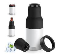 Raffreddatore termico universale 3 in 1 per lattine, isolamento sottovuoto a doppia parete, in acciaio inox, sottile, per bottiglie di birra standard e alte (bianco, 473 ml)