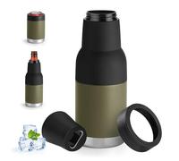 Raffreddatore universale isolato 3 in 1 per lattine, a doppia parete, in acciaio inox, sottile, per bottiglie di birra sottili e standard (verde militare, 400 ml)