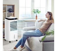 Raffrescatore 4 in 1 da 10L con Umidificatore, Timer 8h e Telecomando, 38.2x31.6x76 cm, in ABS, Bianco e Nero
