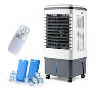 Raffrescatore d'Aria Portatile con Serbatoio dell'Acqua 20L, Timer 0-7,5H, Telecomando e Ruote, Rinfrescatore d'Aria Evaporativo Adatto per Camera da Letto, Soggiorno, Ufficio, Garage, Officina.