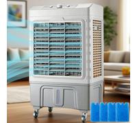 Raffrescatore evaporativo, Ventilatore Portatile a 3 velocità con Serbatoio dell'Acqua da 50 Litri, Oscillazione a 120°, Ideale per Ambienti Ampi e per Uso Esterno.