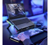 Offgridtec K25 Pro, supporto ventilato con 4 ventole silenziose a 1100 giri/min, 2 porte USB, regolabile in altezza, design ergonomico per console da gioco e computer portatili, blu