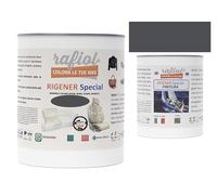 rafiol Rigener Special Ecopelle-pelle + Rigener finitura trasparente satinata. RESTAURA LA PELLE USURATA RIPRISTINANDO IL SUO STATO ORIGINALE. (375 ml + 156 ml, Ardesia)