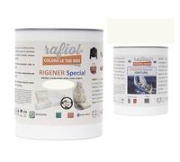 rafiol Rigener Special Ecopelle-pelle + Rigener finitura trasparente satinata. RESTAURA LA PELLE USURATA RIPRISTINANDO IL SUO STATO ORIGINALE. (750 ml + 375 ml, Bianco puro)