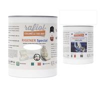 rafiol Rigener Special Ecopelle-pelle + Rigener finitura trasparente satinata. RESTAURA LA PELLE USURATA RIPRISTINANDO IL SUO STATO ORIGINALE. (2500 ml + 750 ml, Bianco)
