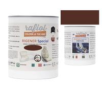 rafiol Rigener Special Ecopelle-pelle + Rigener finitura trasparente satinata. RESTAURA LA PELLE USURATA RIPRISTINANDO IL SUO STATO ORIGINALE. (2500 ml + 750 ml, Marrone)