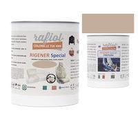 rafiol Rigener Special Ecopelle-pelle + Rigener finitura trasparente satinata. RESTAURA LA PELLE USURATA RIPRISTINANDO IL SUO STATO ORIGINALE. (750 ml + 375 ml, Caffè latte)