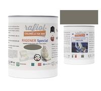 rafiol Rigener Special Ecopelle-pelle + Rigener finitura trasparente satinata. RESTAURA LA PELLE USURATA RIPRISTINANDO IL SUO STATO ORIGINALE. (375 ml + 156 ml, Tortora)