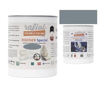 rafiol Rigener Special Ecopelle-pelle + Rigener finitura trasparente satinata. RESTAURA LA PELLE USURATA RIPRISTINANDO IL SUO STATO ORIGINALE. (375 ml + 156 ml, Platino)