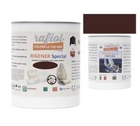 rafiol Rigener Special Ecopelle-pelle + Rigener finitura trasparente satinata. RESTAURA LA PELLE USURATA RIPRISTINANDO IL SUO STATO ORIGINALE. (750 ml + 375 ml, Mogano)