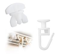 RAFIYU Cursori per Tende, 150 Pezzi Ganci per Tende + 12 Pezzi Tappi per Binari per Tende, Ganci Tende di Plastica Bianchi, Alta Capacità di Carico, per Casa Scuole Uffici Bagno Cucine Roulotte