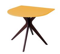 RAGABA Jubi - Tavolo da pranzo semi-ovale 80 x 80 cm, legno di frassino massiccio e pannello MDF laminato e laccato, giallo ginestra, gambe in noce
