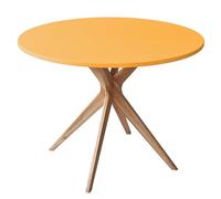 RAGABA Tavolo da pranzo rotondo Jubi Bold, 110 cm, in legno massello di frassino e MDF laminato e laccato, giallo ginestra, gambe in frassino