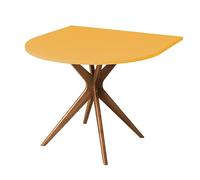 RAGABA Tavolo da pranzo semi-ovale Jubi 80 x 80 cm, in legno massello di frassino e MDF laminato e laccato, giallo ginestra, gambe in rovere