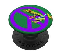 Raganella costaricana e segno di pace-viola PopSockets PopGrip Adesivo