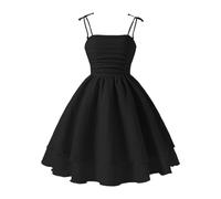 Ragazza Abito Senza Spalline Estate Abbigliamento Solido Chic Elegante A-Line Abiti Senza Maniche Abbigliamento Casual Funky Abbigliamento Metà Lunga Top, Nero , 10-11 Anni
