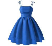 Ragazza Abito Senza Spalline Estate Abbigliamento Solido Chic Elegante A-Line Abiti Senza Maniche Abbigliamento Casual Funky Abbigliamento Metà Lunga Top, blu, 10-11 Anni