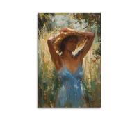 Ragazza africana Boho Pittura Black Lady Galleria Decor Afro American Female Poster Donne Nere Vintage Art Africano Femminile Stampa Tela Wall Art Per Camera Decor Poster Pittura Decorativa Tela