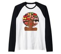 Ragazza Afro con Fiocco Civetta - Mese della Storia Nera per Le Donne Maglia con Maniche Raglan