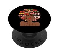 Ragazza afro con fiocco civetta - Mese della storia nera per le donne PopSockets PopGrip Adesivo