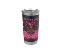 Ragazza afro del nastro rosa delle donne nere della consapevolezza del cancro al seno Bicchiere termico in acciaio inox doppia parete