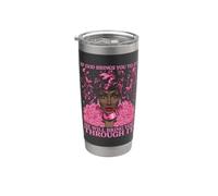 Ragazza afro del nastro rosa delle donne nere della consapevolezza del cancro al seno Bicchiere termico in acciaio inox doppia parete