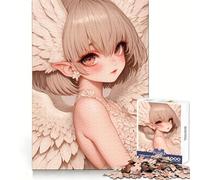 Ragazza angelo con ali bianche, puzzle anime da 1000 pezzi per adolescenti, abilità analitiche, fuga serena, assemblaggio preciso, regalo per le vacanze (50x75cm)