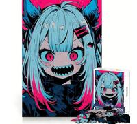 Ragazza anime arrabbiata, puzzle da 1000 pezzi per adolescenti, esercizio di logica, divertimento tranquillo, bordi puliti, regalo festivo (50x75cm)