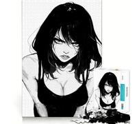 Ragazza anime arrabbiata,ritratto,puzzle da 1000 pezzi,gioco di costruzione focalizzato,incastro perfetto,attività gratificante per i giorni di pioggia (38x52cm)