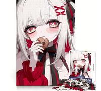 Ragazza anime che mangia un biscotto, adolescente, puzzle da 1000 pezzi, chiarezza mentale, passatempo rilassante, blocco perfetto, regalo per le vacanze (38x52cm)