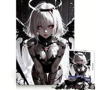 Ragazza anime con ali d'angelo oscure, puzzle da 1000 pezzi per adolescenti, allenamento intelligente, relax, fuga, taglio perfetto, sorpresa di Natale (38x26cm)