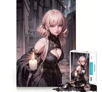 Ragazza anime con candela in un vicolo,puzzle da 1000 pezzi per adolescenti,gioco di concentrazione mentale,bordi lisci e tagliati con precisione,gioco perfetto come regalo di Natale (38x26cm)